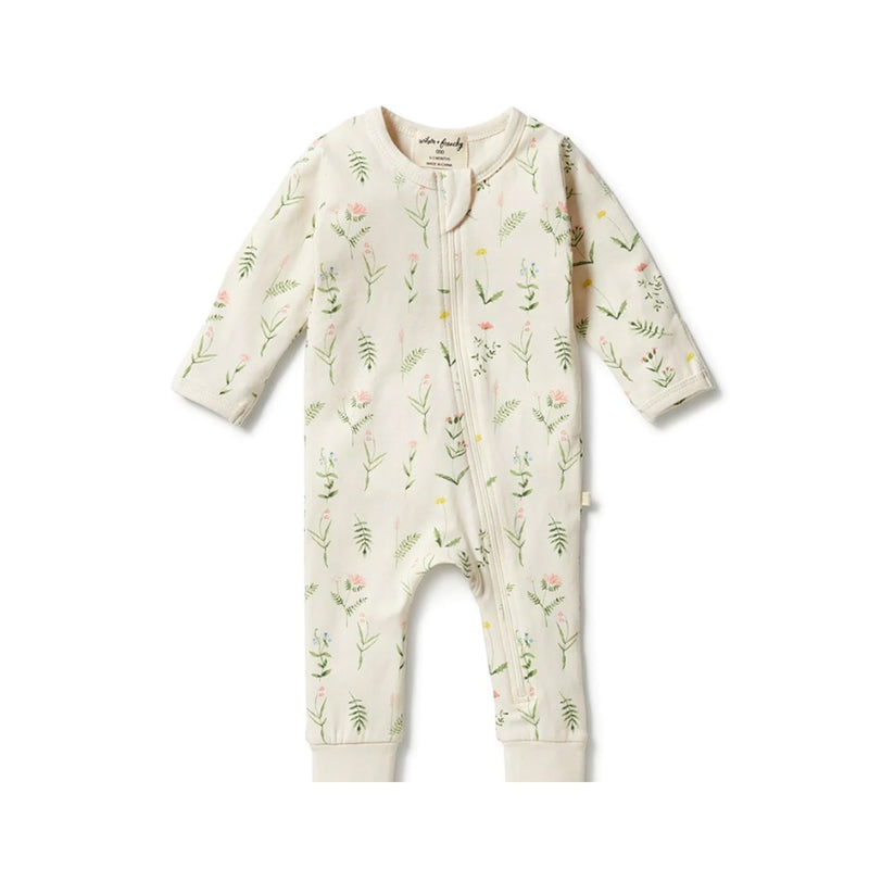 Zipsuit With Feet Organic - Wild Flower