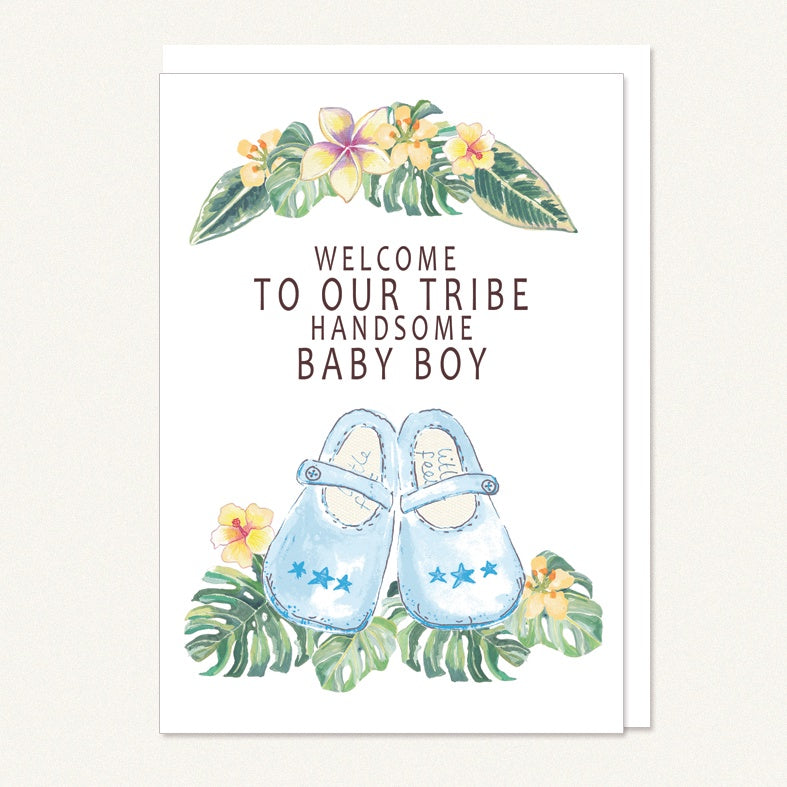 Card - baby boy booties