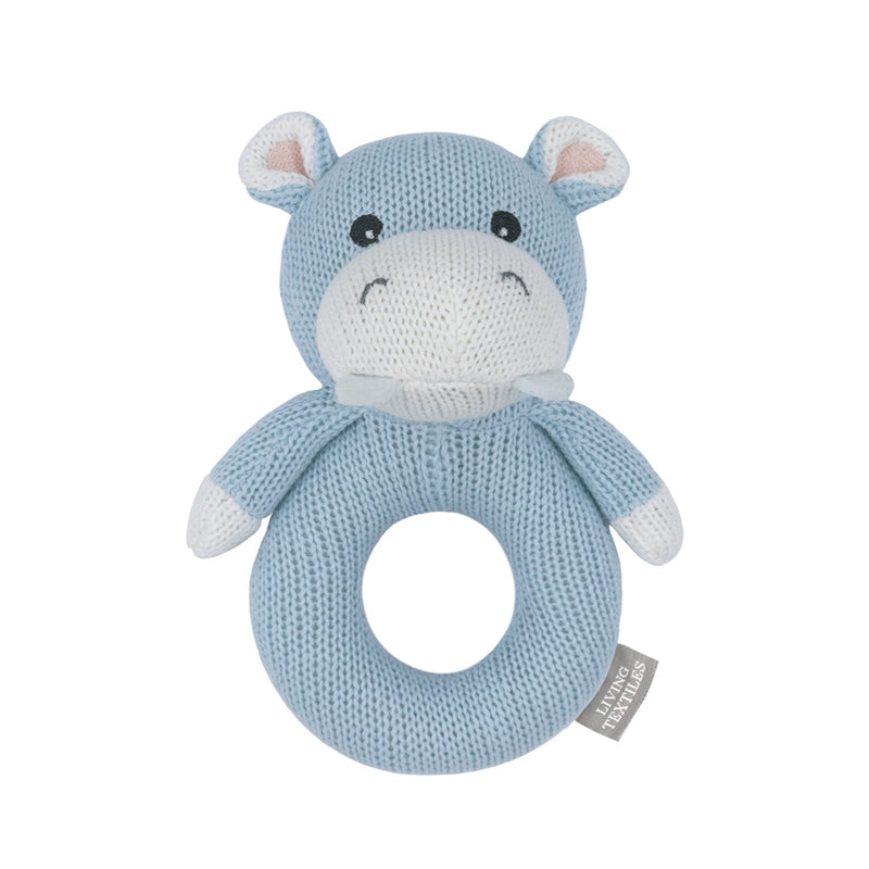 Knitted Ring Rattle - Henry The Hippo