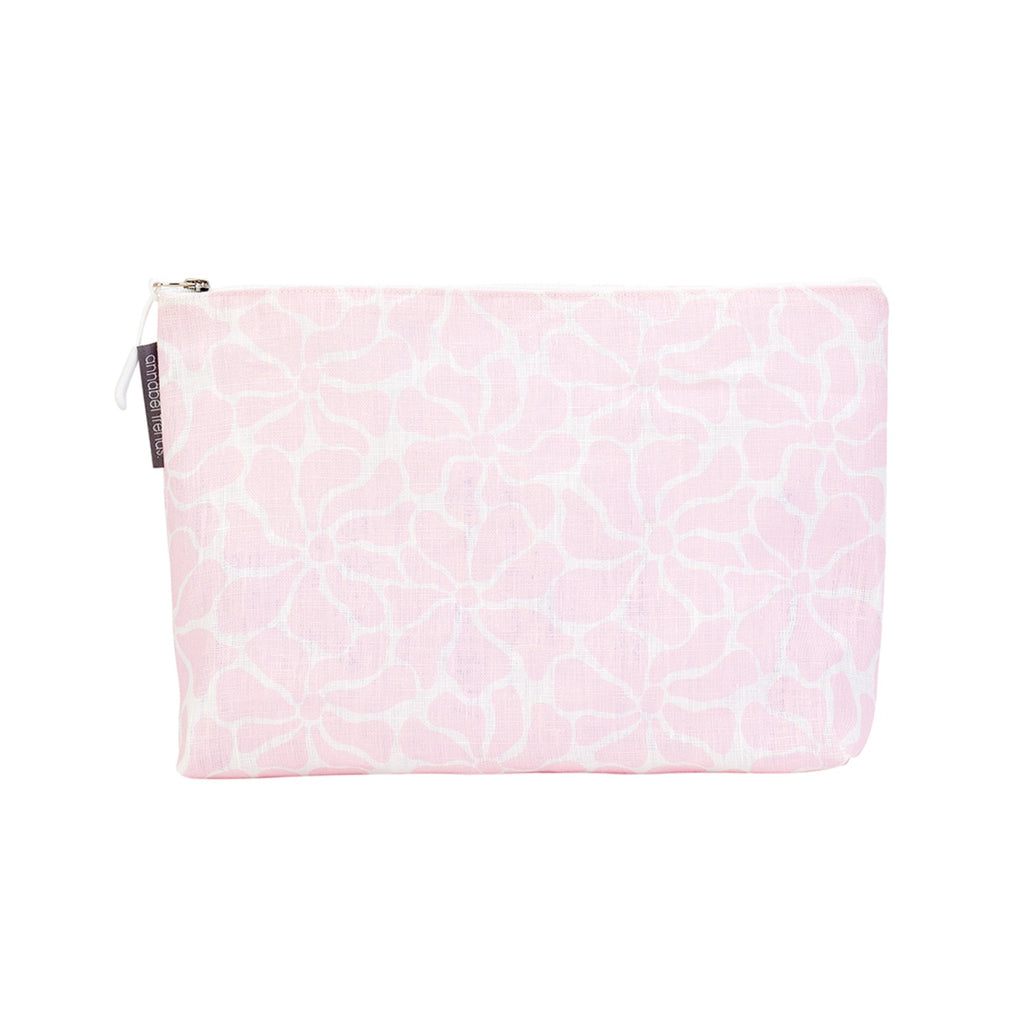 Cosmetic Bag Linen Large - Pink Petal Floral