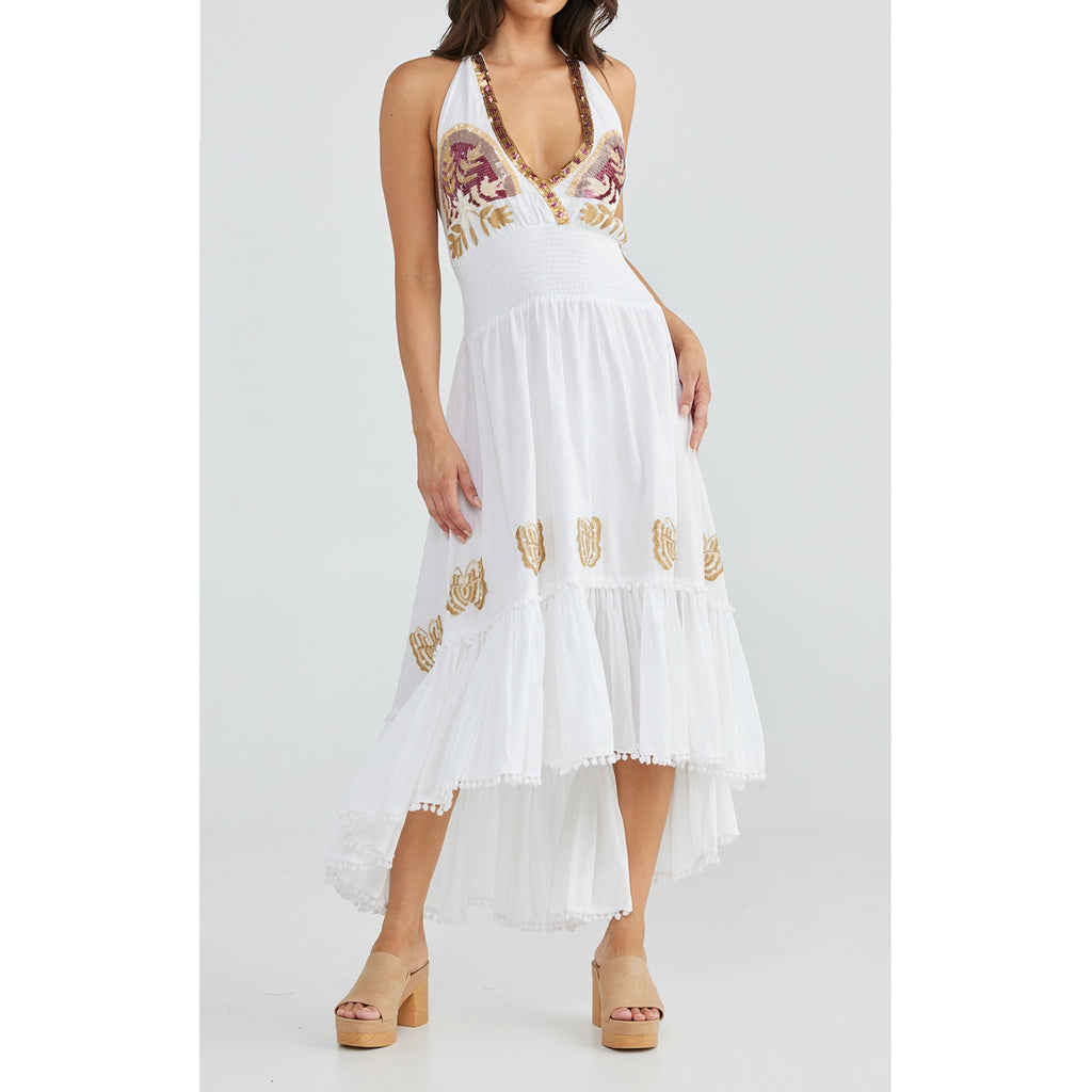 Dress Flamenco - White & Embroidery