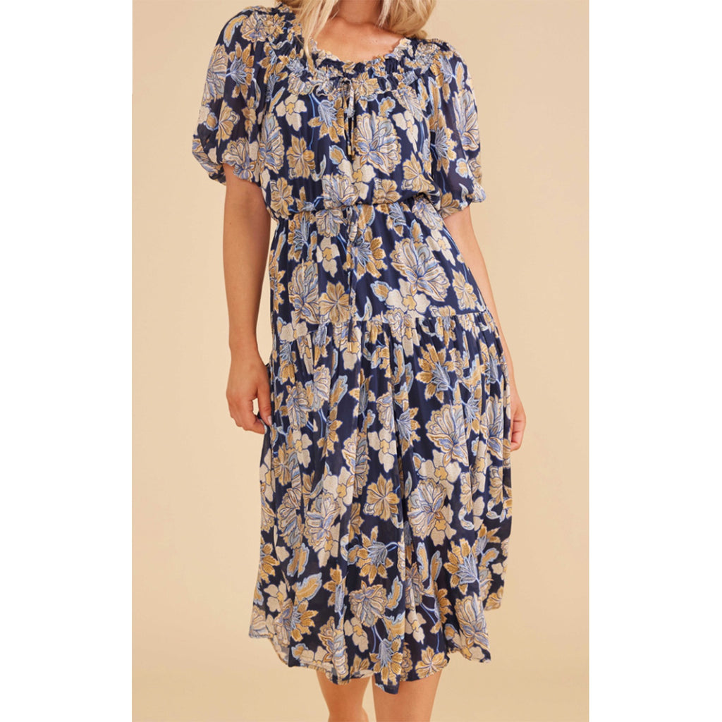 Dress Midi Quinn - Navy Floral