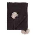 Throw Vintage Wash Charcoal Tassels