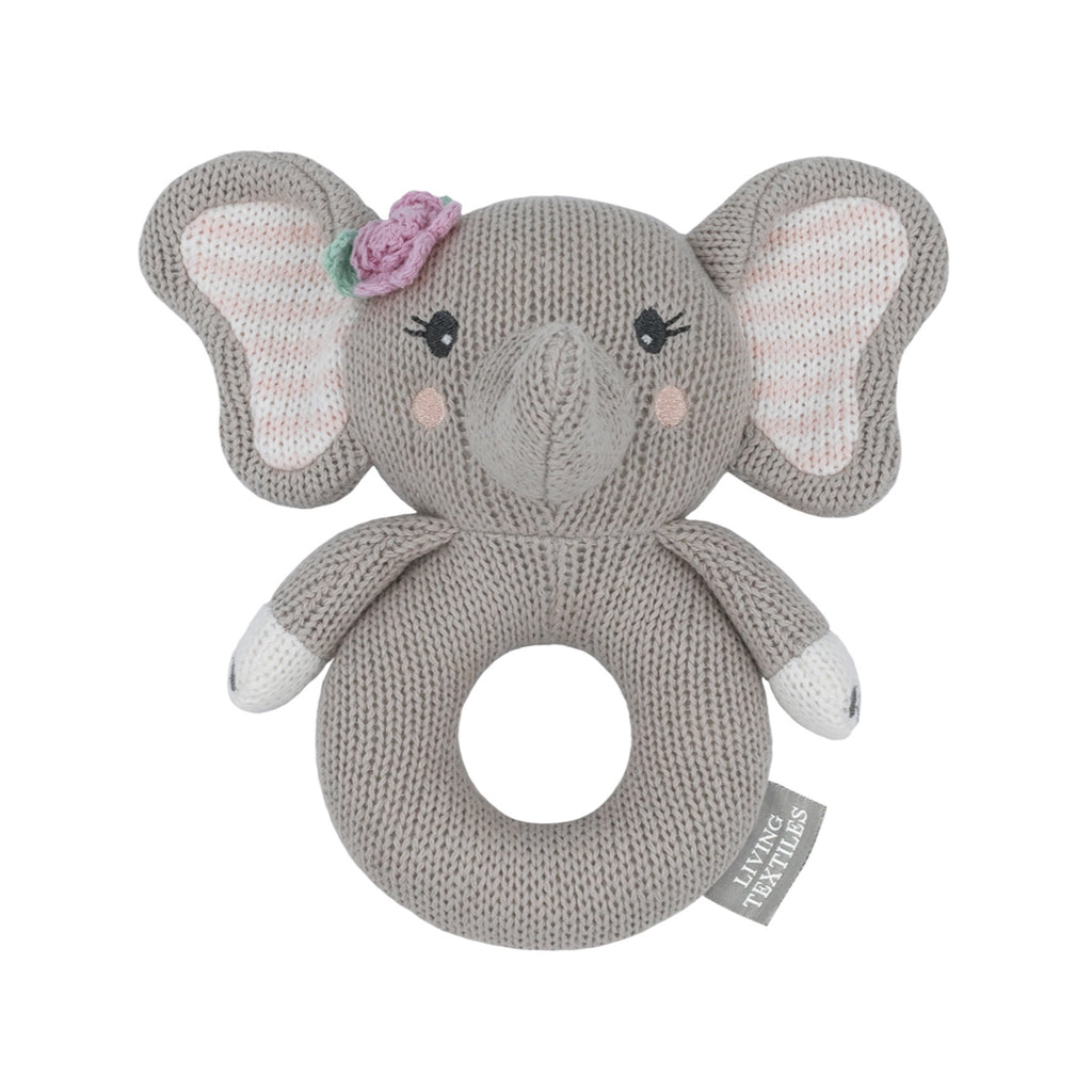 Knitted Ring Rattle - Ella The Elephant
