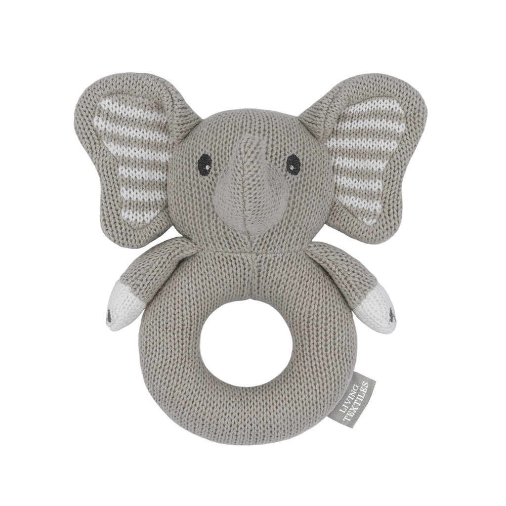 Knitted Ring Rattle - Mason The Elephant