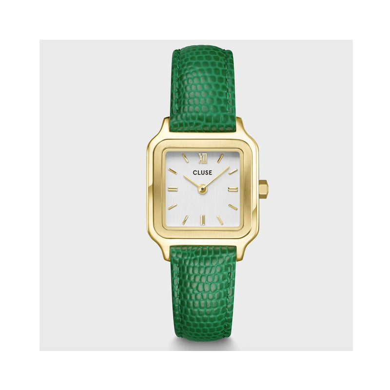 Watch Gracieuse Petite Emerald Green Lizard Leather - Gold
