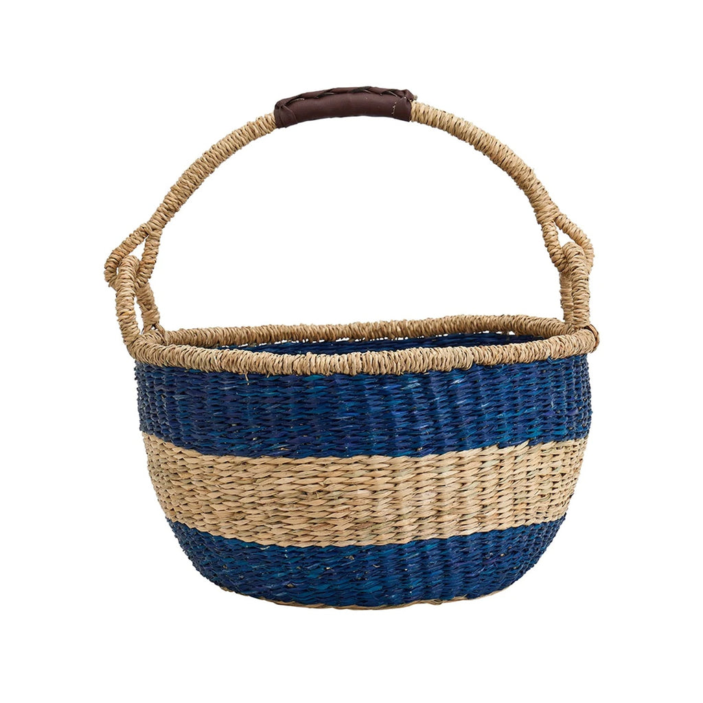 Basket Seagrass - Navy Stripe