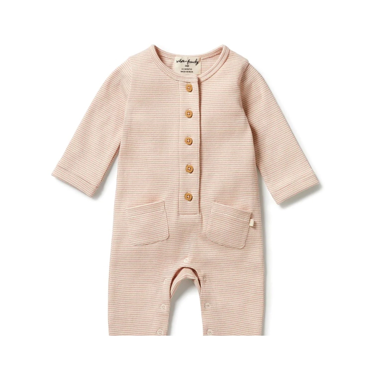 Growsuit Slouch Organic Stripe Rib - Rose