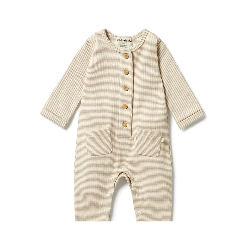 Growsuit Slouch Organic Stripe Rib - Nougat
