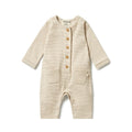 Growsuit Slouch Organic Stripe Rib - Nougat