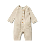 Growsuit Slouch Organic Stripe Rib - Nougat