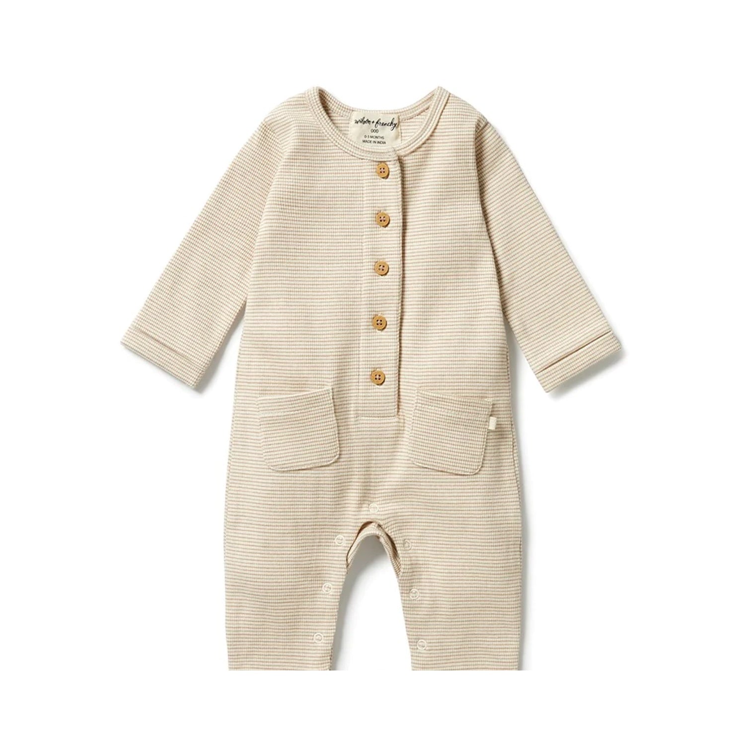 Growsuit Slouch Organic Stripe Rib - Nougat