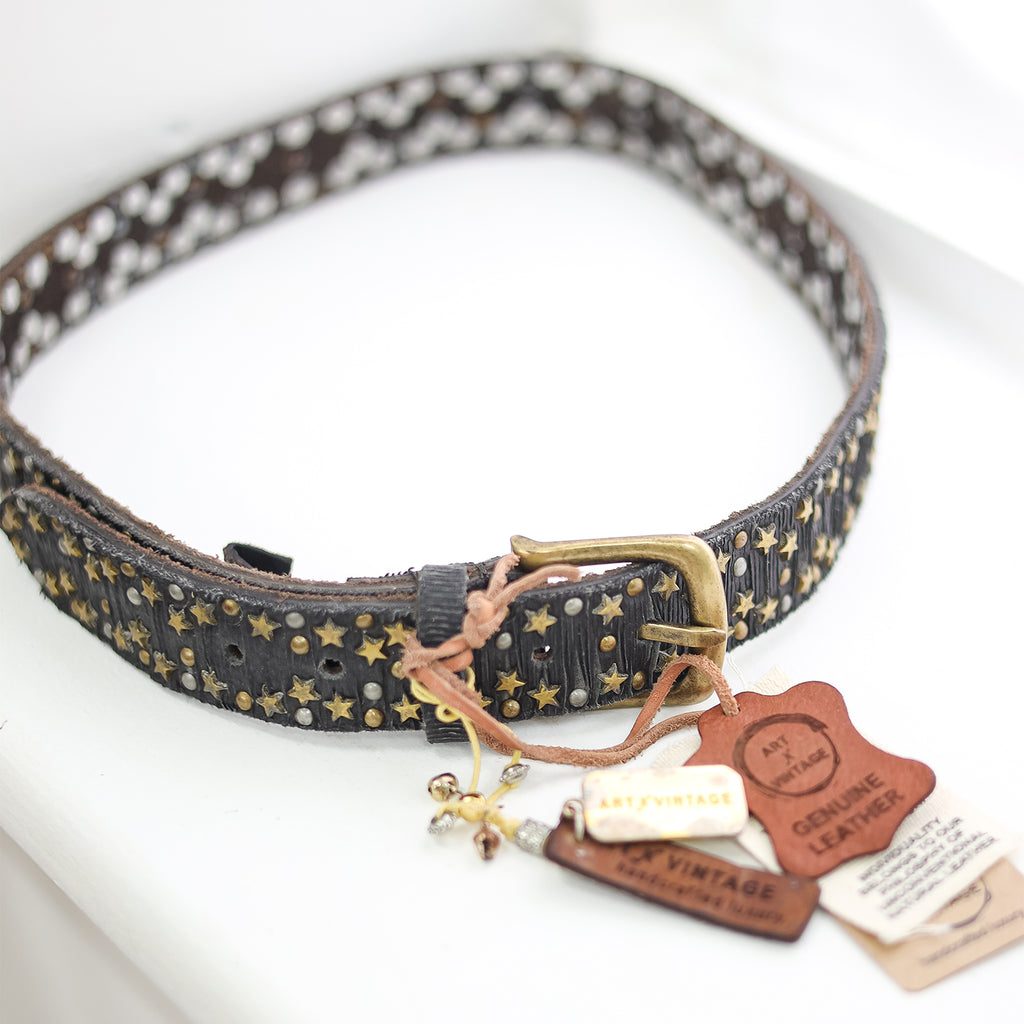 Belt Leather Star - Charcoal