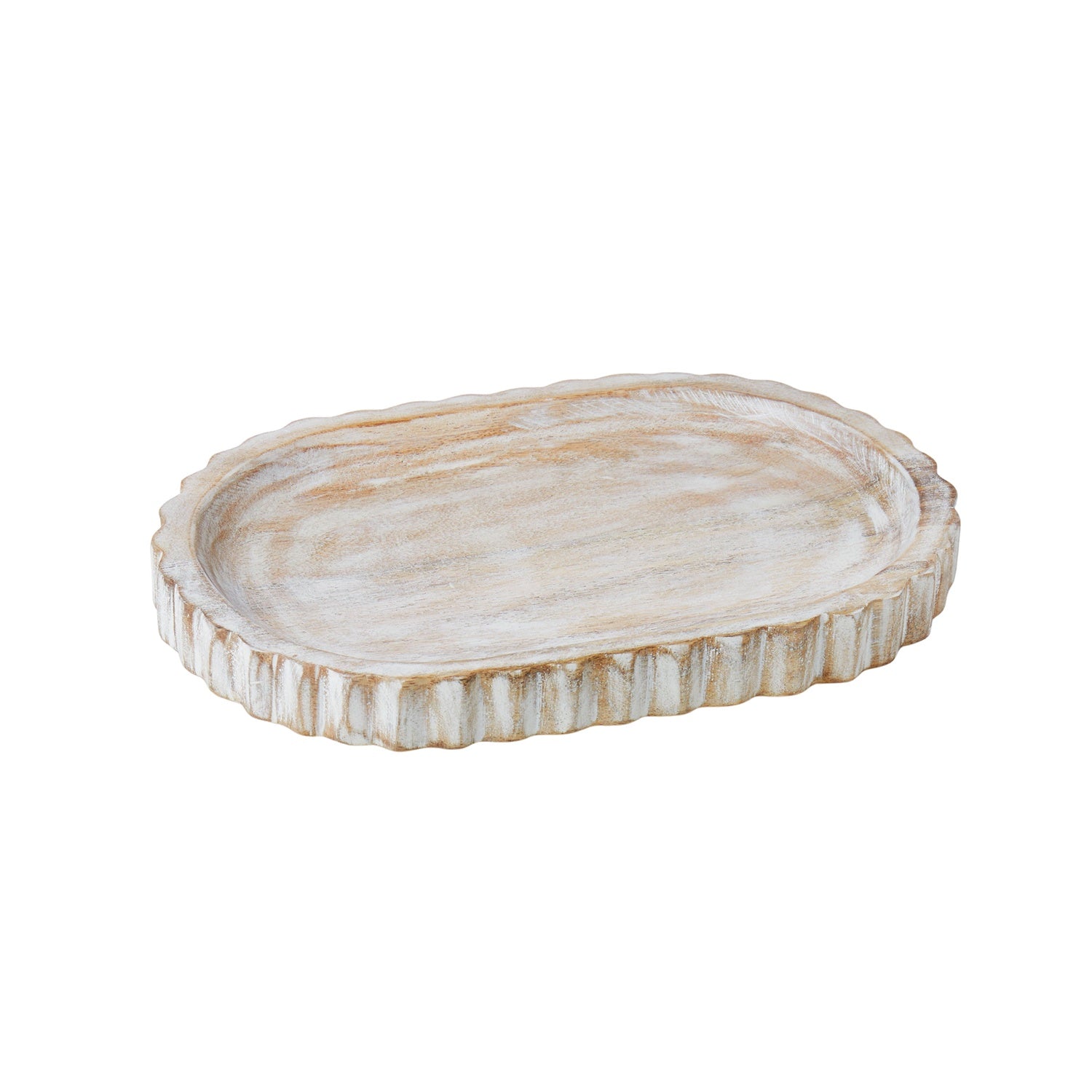 Tray Decorative Ribbed Wood