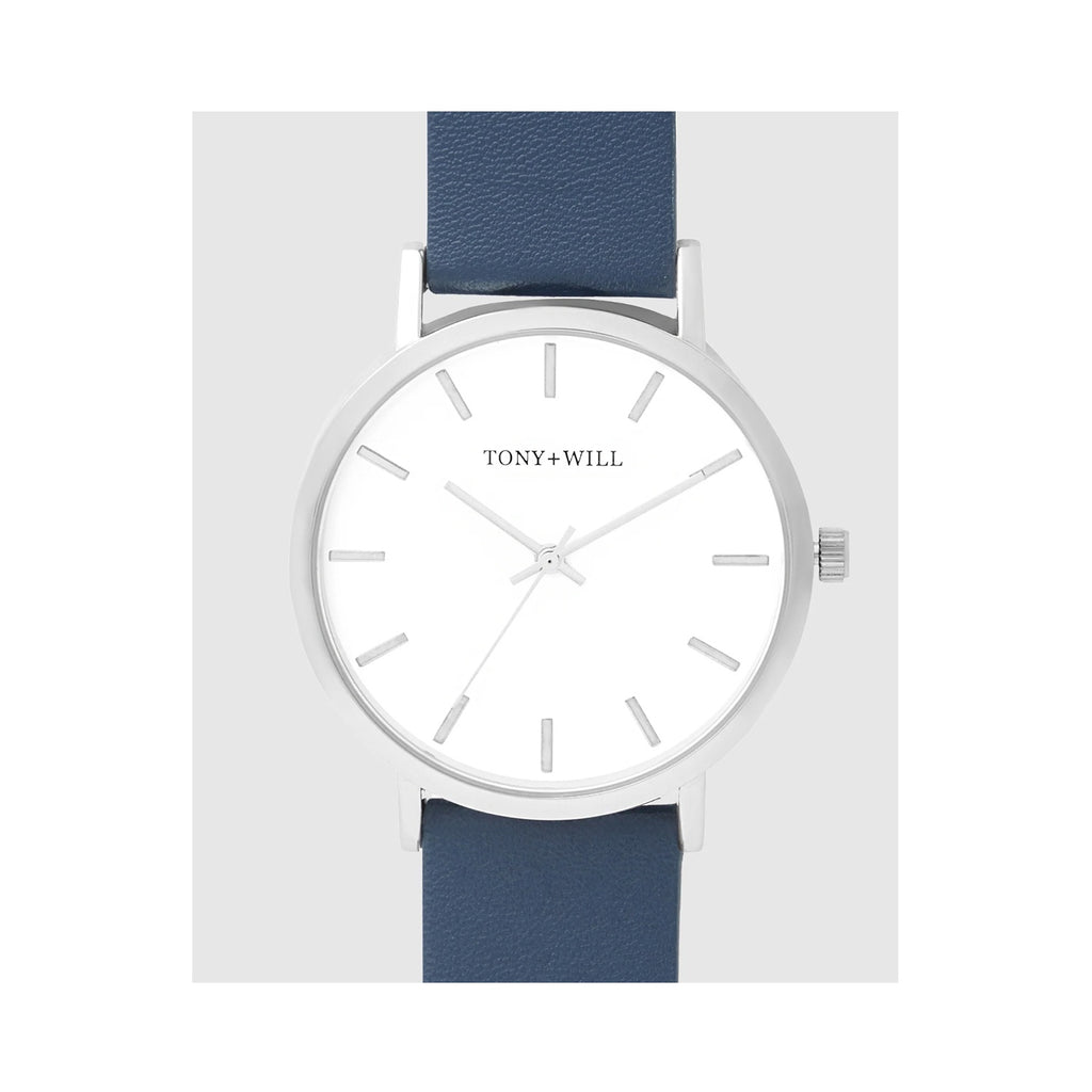 Watch Classic Leather - Silver White Navy